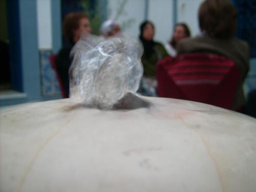 a plastic bag sitting on top of a white object at Dar Baaziz in Sousse