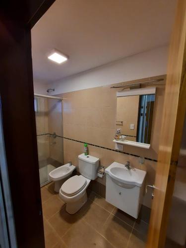 łazienka z 2 toaletami i umywalką w obiekcie Monoambiente céntrico w mieście Posadas