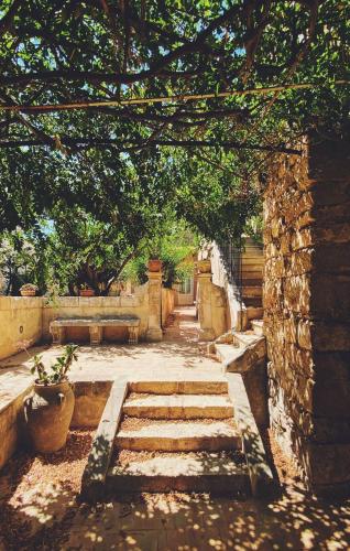 a stone archway with stairs and a tree at Palazzo Gambuzza in Ispica