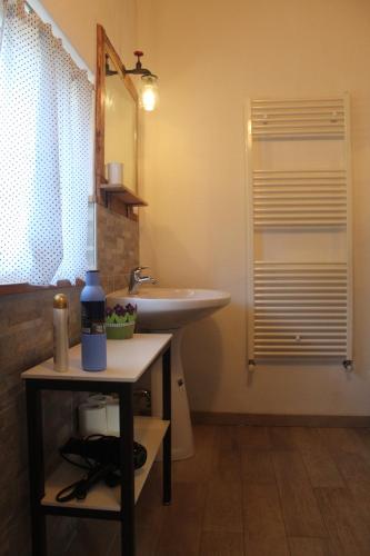 a bathroom with a sink and a mirror at Il Debbio in Riccò del Golfo di Spezia