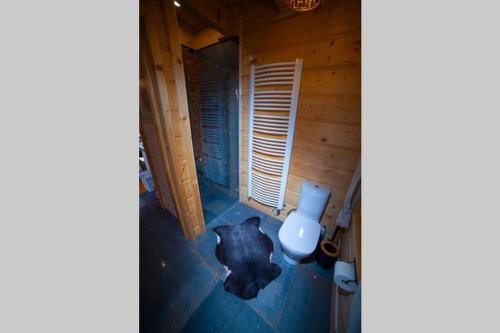 - une salle de bains avec toilettes dans l'établissement Bystry domek w Beskidach przy szlaku na Babią Górę, à Bystra