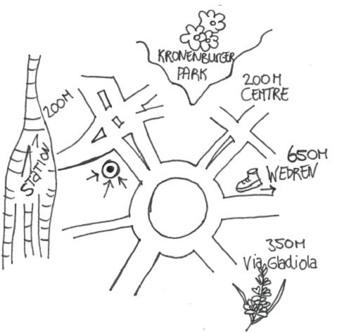 a black and white drawing of a sun and a giraffe at Guesthouse Vertoef in Nijmegen