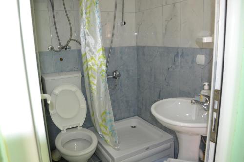 a small bathroom with a toilet and a sink at Apartments Milosevic in Bar