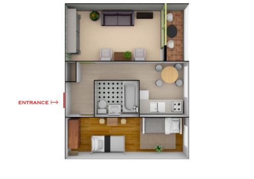 a picture of a floor plan of a house at Sunset-view Apartment in Debrecen