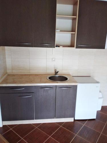 a kitchen with a sink and a counter at Apartman Playa in Igalo