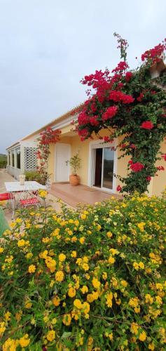 una casa con un mazzo di fiori davanti di Studio with enclosed garden and wifi at Sagres a Sagres