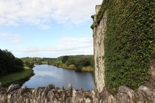 an ivy covered wall next to a river at Cannaway House B&B in Macroom