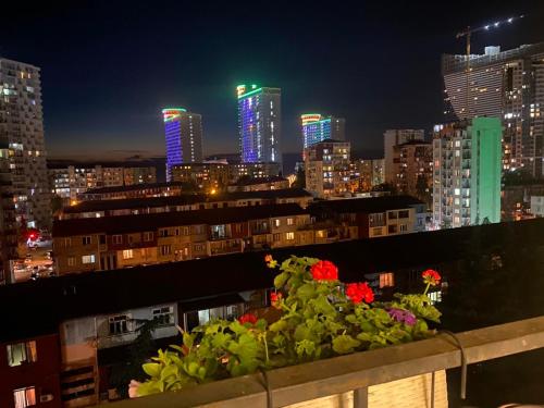 - une vue sur les toits de la ville la nuit dans l'établissement Batumi Heaven, à Batoumi