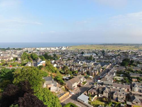 an aerial view of a town with houses at Morven Guest House Carnoustie in Carnoustie