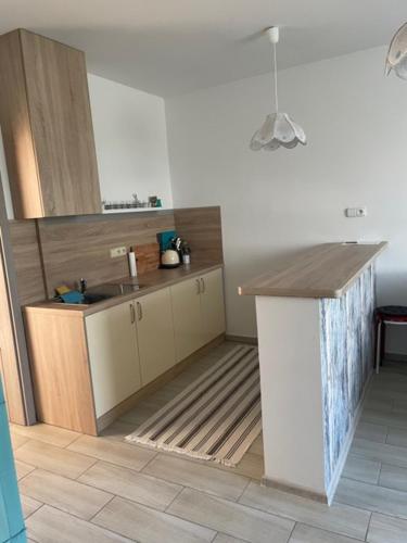 a kitchen with a sink and a counter top at Apartmán in Nezdenice