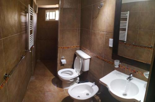 a bathroom with a toilet and a sink at Departamento Cerro Negro in Villa General Belgrano