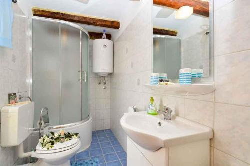 łazienka z toaletą i umywalką w obiekcie Holiday home in Dignano w mieście Vodnjan