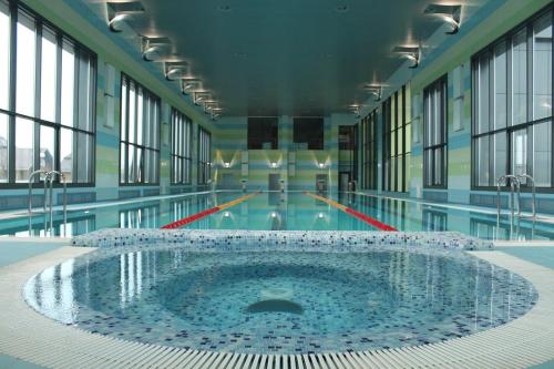 The swimming pool at or close to Olympic Village