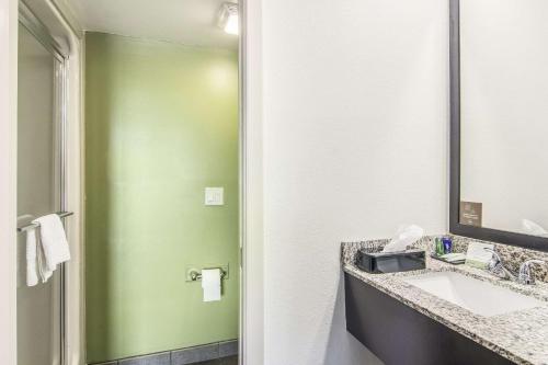 a bathroom with a sink and a mirror at Sleep Inn Austintown - Youngstown, West in Austintown