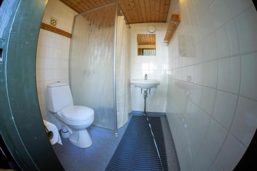 La salle de bains est pourvue de toilettes et d'un lavabo. dans l'établissement Isakssons Cottage 4, à Föglö