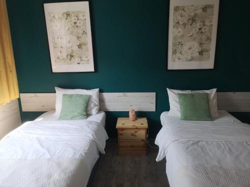 Ένα ή περισσότερα κρεβάτια σε δωμάτιο στο Apartamenty Jaskinia Solna