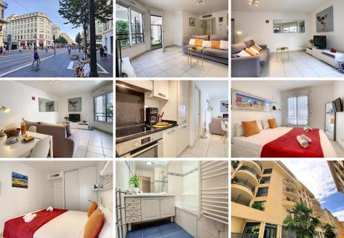un collage de photos d'un appartement dans l'établissement Nestor&Jeeves - PALAIS LIBERTE - Hyper center - Shopping area - Close sea, à Nice
