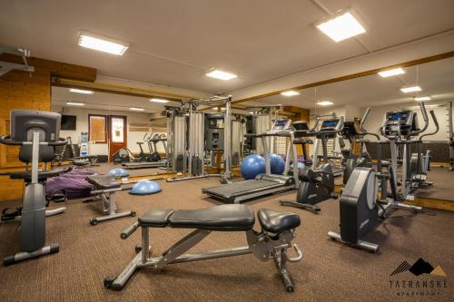 a gym with a lot of machines and weights at Luxusný Apartmán Kukučka Residence - Tatranské Apartmány in Tatranská Lomnica