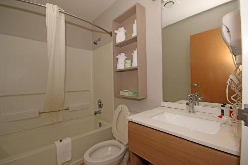 a bathroom with a sink and a toilet and a tub at Microtel Inn by Wyndham Greensboro in Greensboro