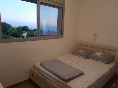 Postel nebo postele na pokoji v ubytování מצוק עורבים