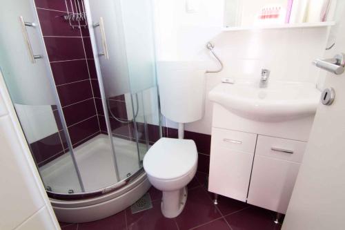 a bathroom with a toilet and a shower and a sink at Apartment in Krk/Insel Krk 12637 in Krk