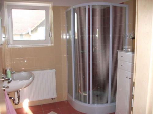 a bathroom with a shower and a sink at Apartment in Gyenesdias - Balaton 18809 in Gyenesdiás
