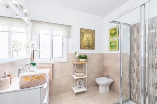 a bathroom with a shower and a toilet at Casa Montserrat in Los Llanos de Aridane