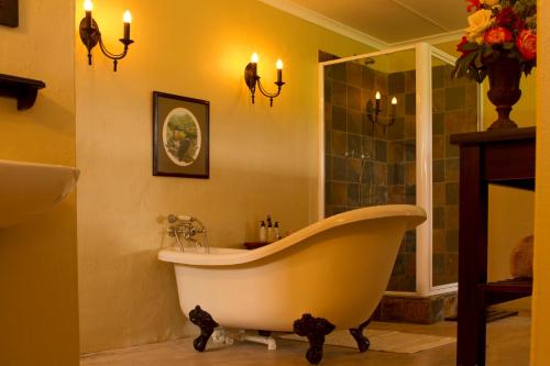 a bathroom with a large tub and a shower at Gerald's Gift Guest House in Addo