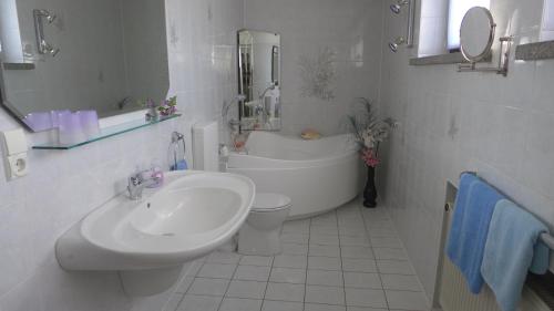 A bathroom at Ferienwohnung König Niedergurig bei Bautzen