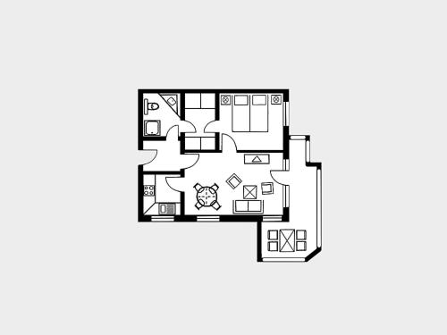 Planlösningen för Strandvillen Binz - Ferienwohnung mit 1 Schlafzimmer und Balkon AH-564