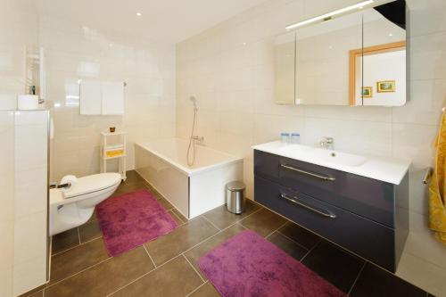 グレヘンにあるappartement EG Haus Eliteのバスルーム(トイレ、洗面台、バスタブ付)