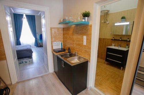 Kuchyňa alebo kuchynka v ubytovaní Uránia Apartmanház