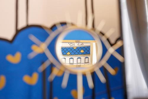 a close up of a mirror on a bus at Uránia Apartmanház in Eger