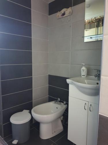 a bathroom with a toilet and a sink at Apartman View Una in Bihać