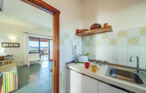 a kitchen with a sink and a counter top at SARDINIA RE - Villa Ginepri in Stintino