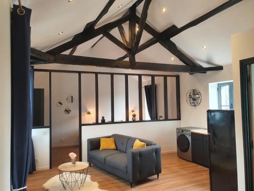 a living room with a couch and a table at Le Loft de blossac in Poitiers