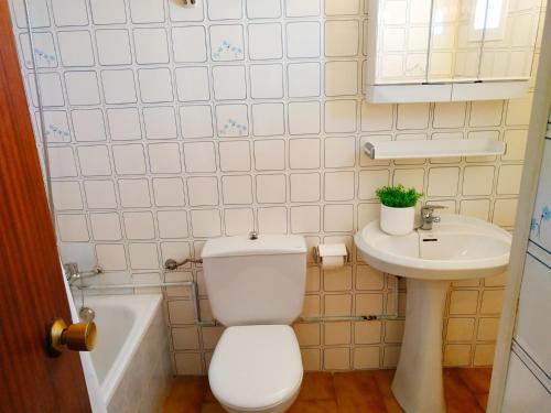 a small bathroom with a toilet and a sink at PeñiscolaPlaya Orangecosta in Peniscola