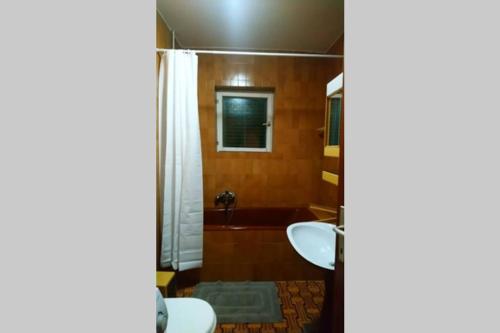 a bathroom with a shower and a toilet and a sink at Apartman Nađa in Vrboska
