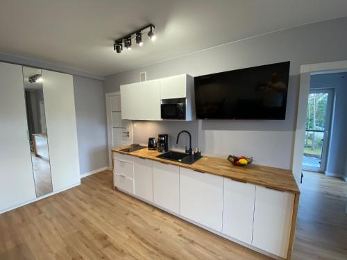 Kuchyň nebo kuchyňský kout v ubytování Baltic Apartament A26