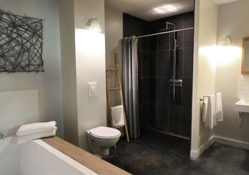 uma casa de banho com um WC e um chuveiro em Domaine de Fresnoy em Loison-sur-Créquoise