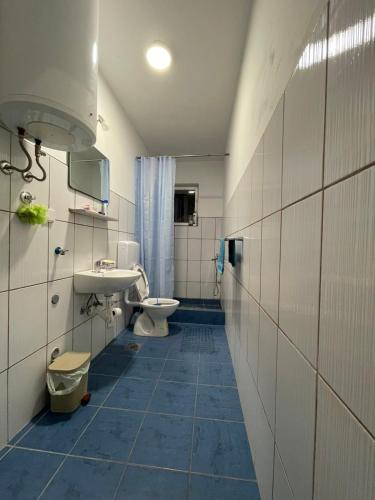 a bathroom with two toilets and a sink at Apartmani Miro Trebinje in Trebinje