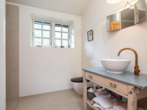 a bathroom with a sink and a toilet at Holiday home Fårevejle XII in Fårevejle