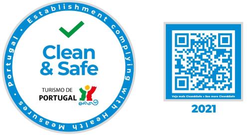 a label for the clean and safe tulsomed of portugal at Solar Valadim - serviced apartments in Castelo Branco