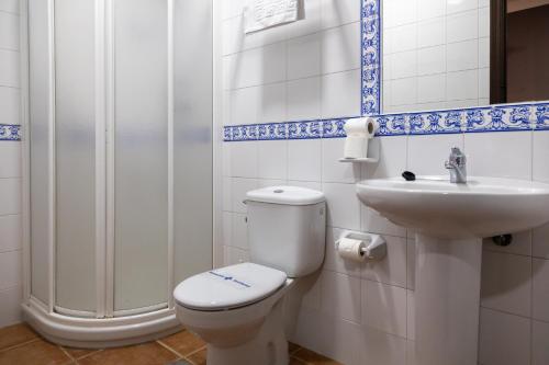 a bathroom with a toilet and a sink at Alojamiento Rural El Sombrero in El Rocío