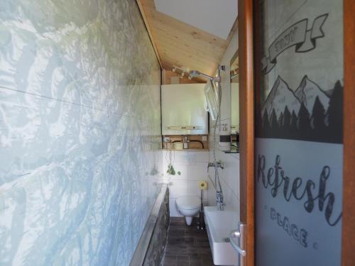 ein Bad mit einem WC und einem Waschbecken in der Unterkunft Tiny Sport base in Innsbruck
