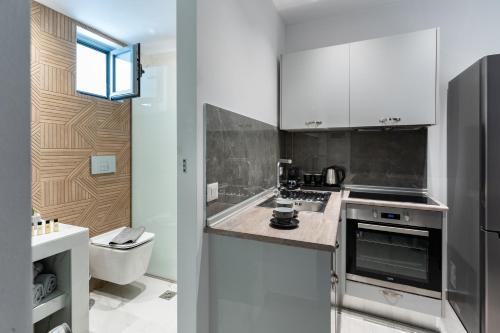 Kuchyň nebo kuchyňský kout v ubytování POUNEDES LUXURY SUITES
