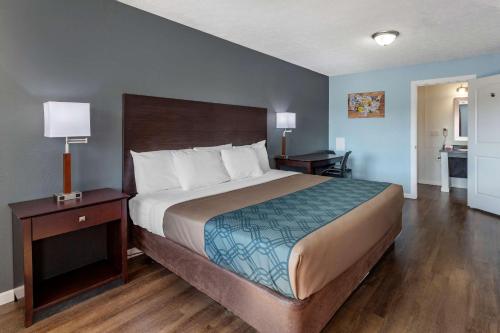 a bedroom with a large bed and two night stands at Econo Lodge Inn & Suites South in Sandusky