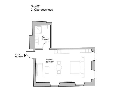 a floor plan of a house at Designer Boutique Apartments Graz Trauttmansdorffgasse in Graz