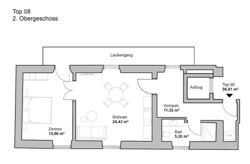 a floor plan of a house at Designer Boutique Apartments Graz Trauttmansdorffgasse in Graz