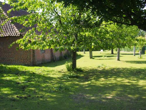 a tree in the middle of a park with a building at Hotel Du Croisé in Marcq-en-Baroeul